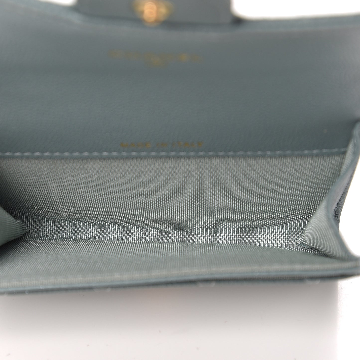 Caviar Quilted Flap Card Holder Wallet Blue
