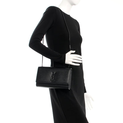 Saint Laurent Grain De Poudre Medium Classic Monogram Kate Satchel Black 2 of 7