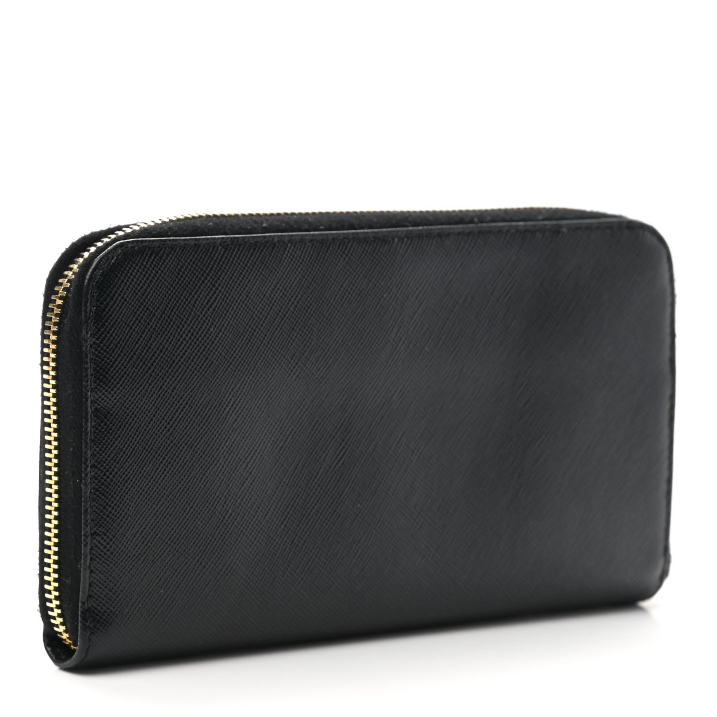 Saffiano Metal Zip Around Wallet Black