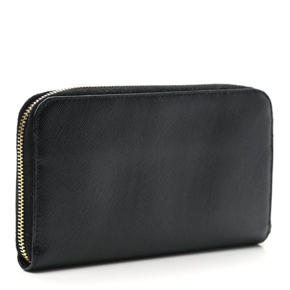 Prada Saffiano Metal Zip Around Wallet Black 3 of 8