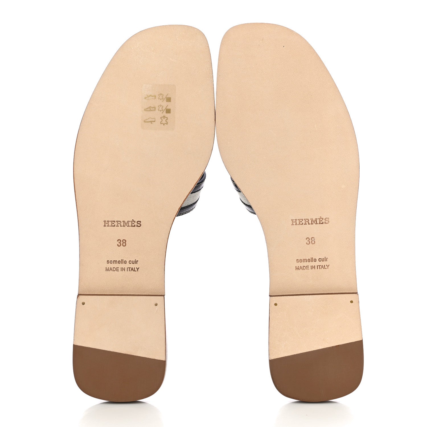 Hermes Calfskin Canvas Oran Sandals 38 Black 4 of 12