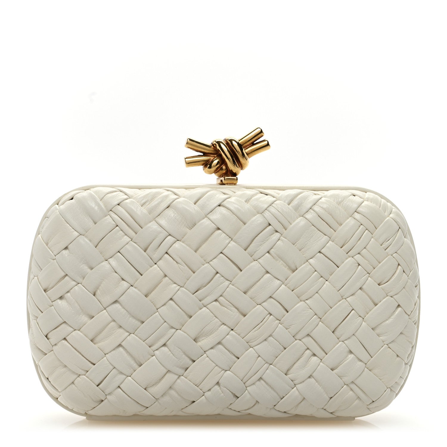 Bottega Veneta Foulard Intrecciato Minaudiere Knot Clutch Bone 1 of 8