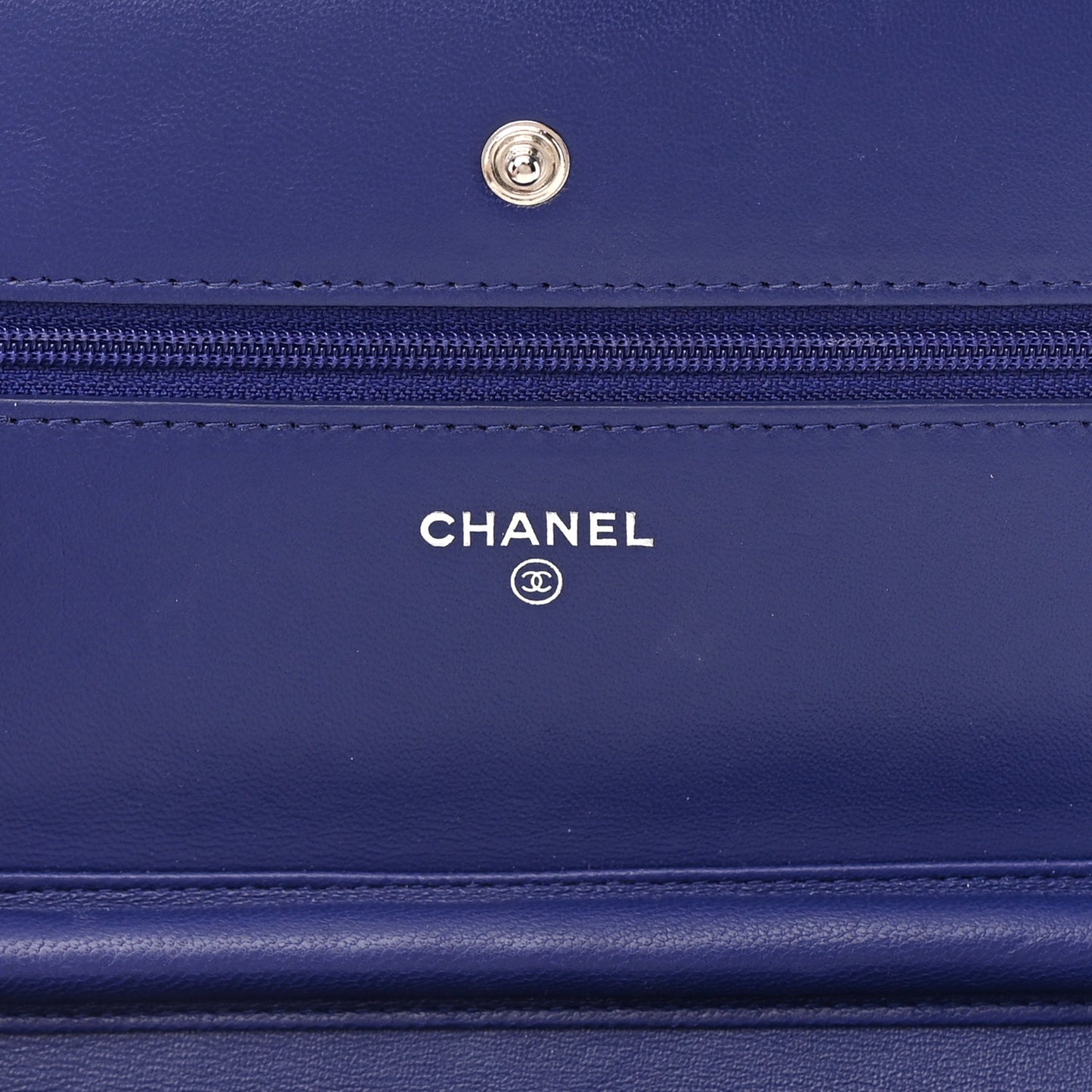 Lambskin Quilted Wallet On Chain WOC Blue