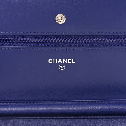 Chanel Lambskin Quilted Wallet On Chain WOC Blue 6 of 16
