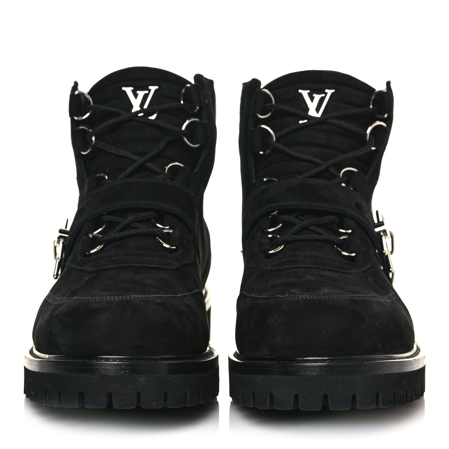 Louis Vuitton Suede Calfskin Monogram Eclipse Mens Creeper Ankle Boots 11 Black 2 of 9
