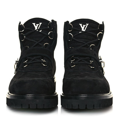 Louis Vuitton Suede Calfskin Monogram Eclipse Mens Creeper Ankle Boots 11 Black 2 of 9