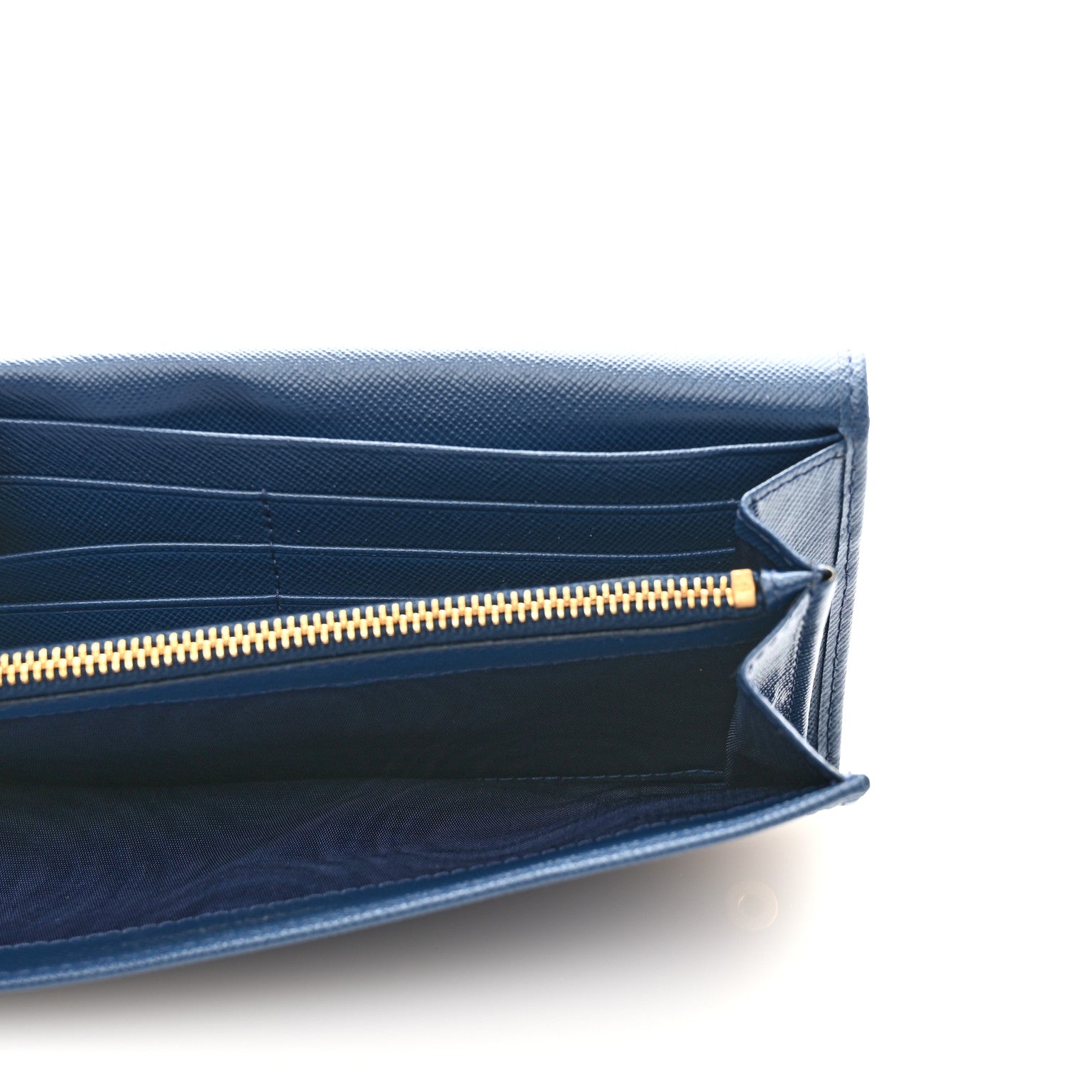 Prada Saffiano Metal Continental Flap Wallet Bleuette 5 of 7
