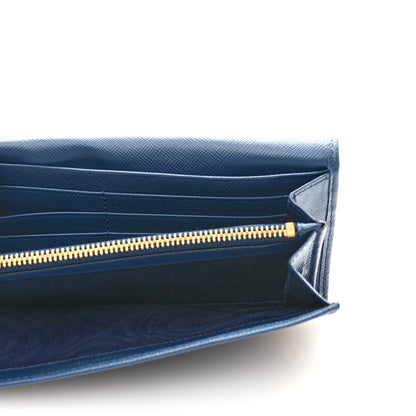 Prada Saffiano Metal Continental Flap Wallet Bleuette 5 of 7
