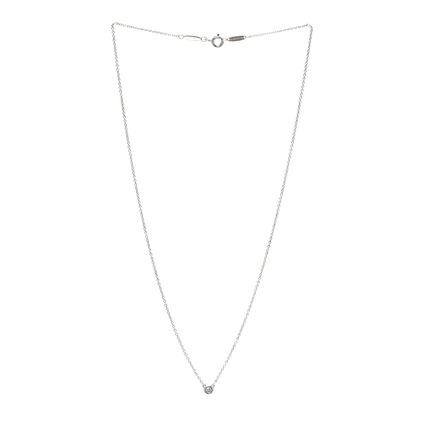 Sterling Silver Diamond .05ct Elsa Peretti Diamonds by the Yard Pendant Necklace