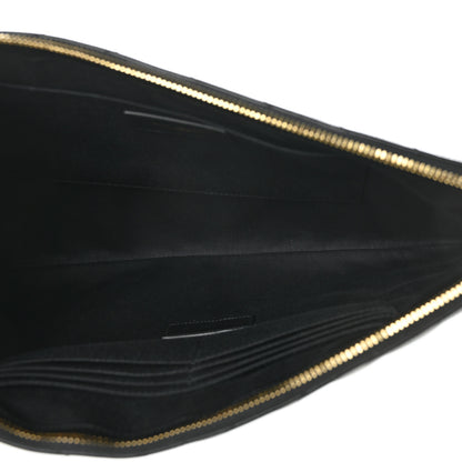 Saint Laurent Calfskin Matelasse Chevron Monogram Document Holder Black 5 of 7