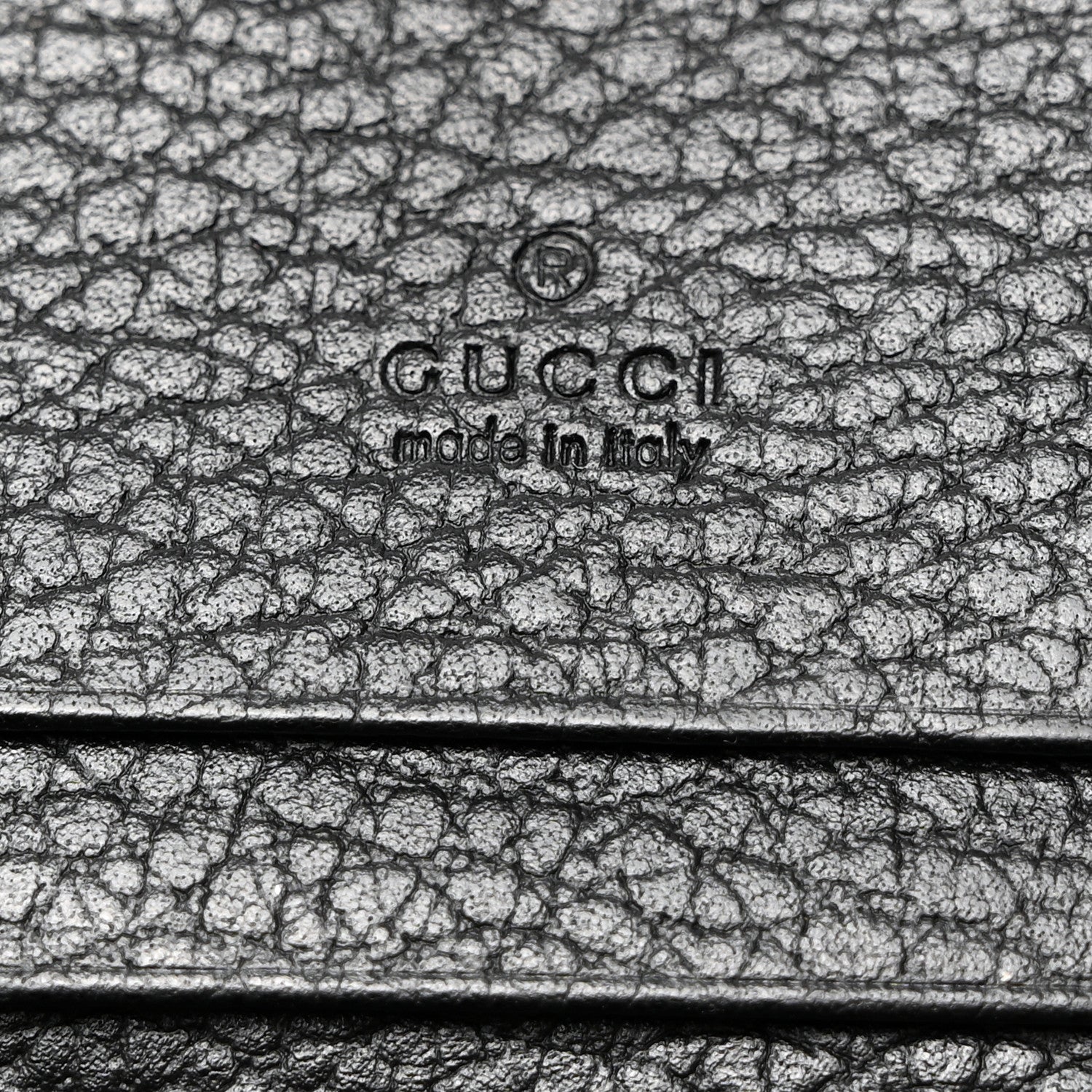Gucci Pebbled Calfskin GG Marmont Card Case Black 7 of 9