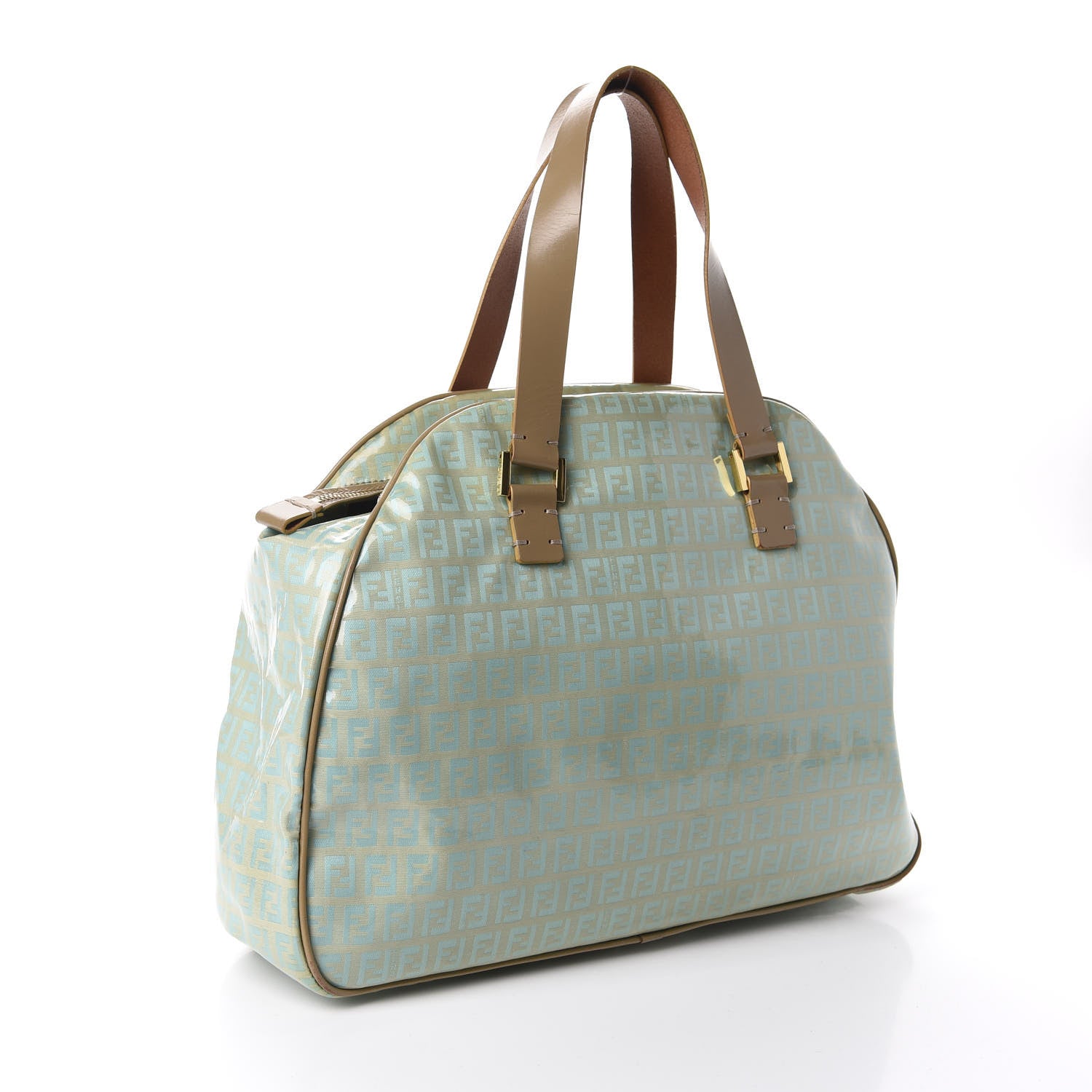 Fendi Vinyl Zucchino Pocket Shoulder Bag Blue 2 of 9
