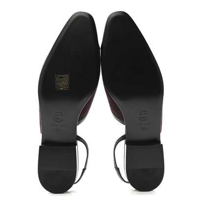 Chanel Suede Patent Crystal CC Cap Toe Slingback Flats 39.5 Burgundy Black 6 of 13