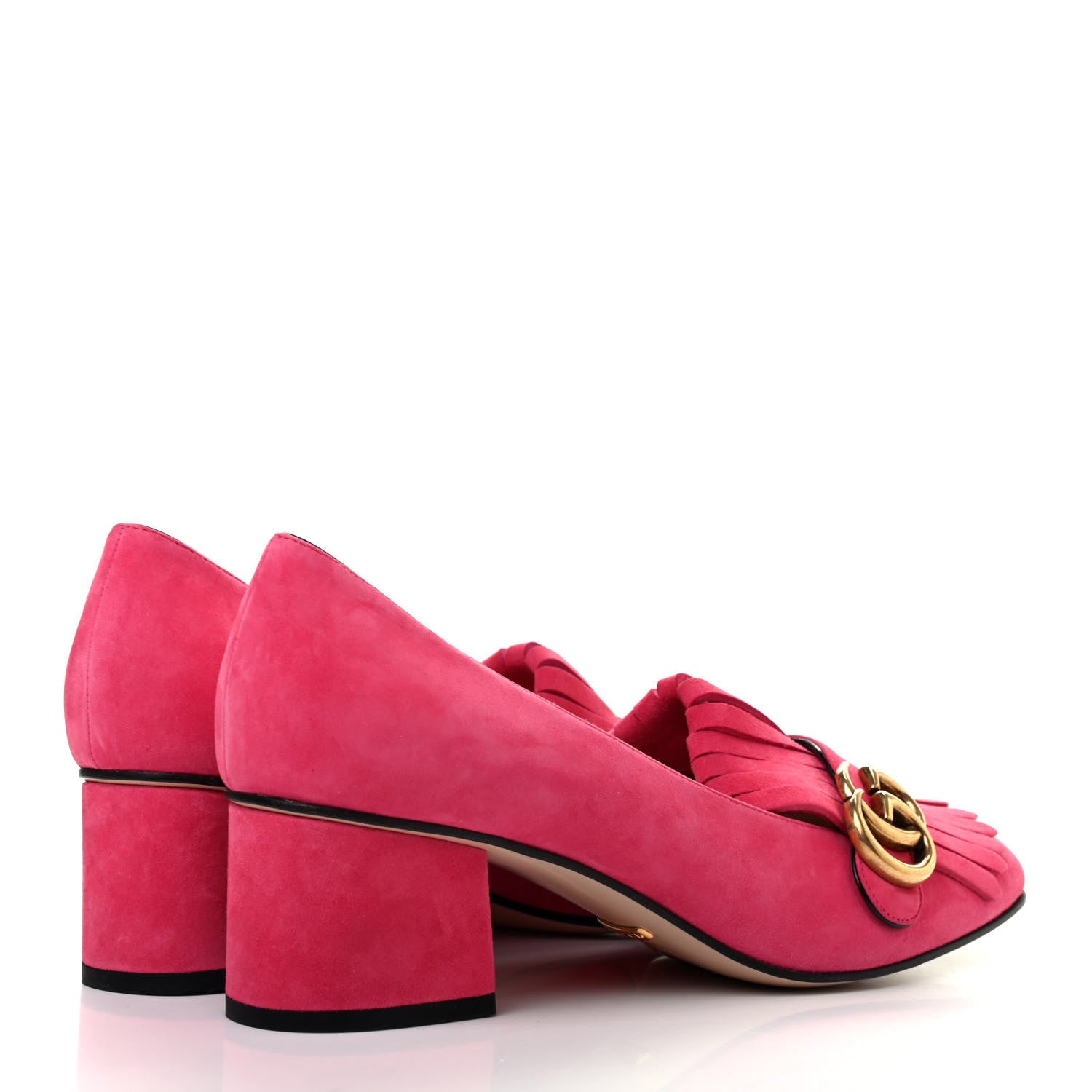 Gucci Kid Scamosciato GG Marmont Fringe 50mm Loafer Pumps 39.5 Hot Pink 4 of 8
