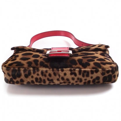 Fendi Calf Hair Leopard Print Baguette Red 4 of 12