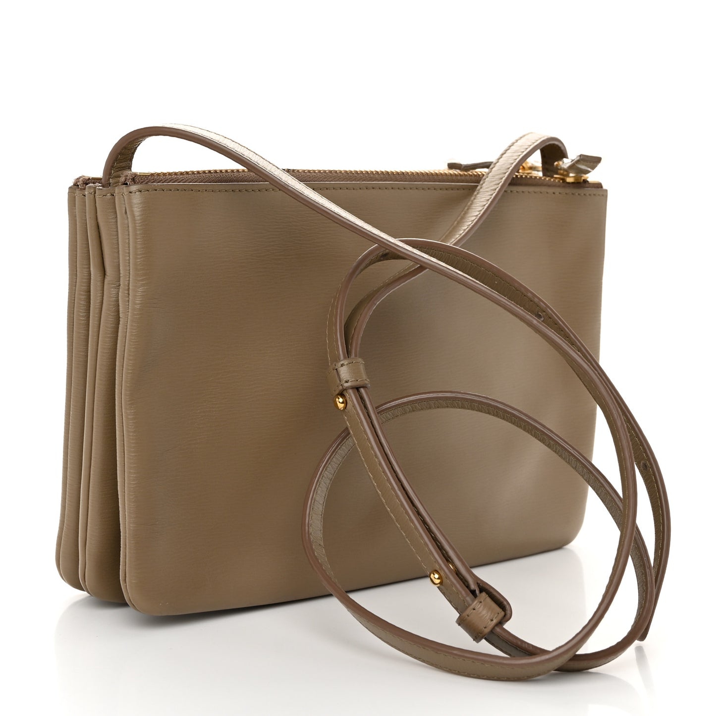 Liege Calfskin Small Trio Crossbody Bag Taupe