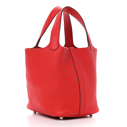 Hermes Taurillon Clemence Picotin Lock 18 PM Rouge De Coeur 3 of 9