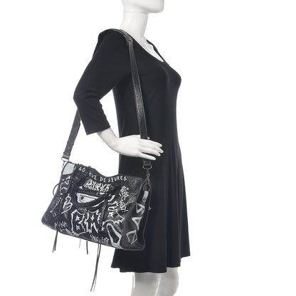 Balenciaga Agneau Arena Graffiti All Over Classic Hardware City Black White 2 of 8