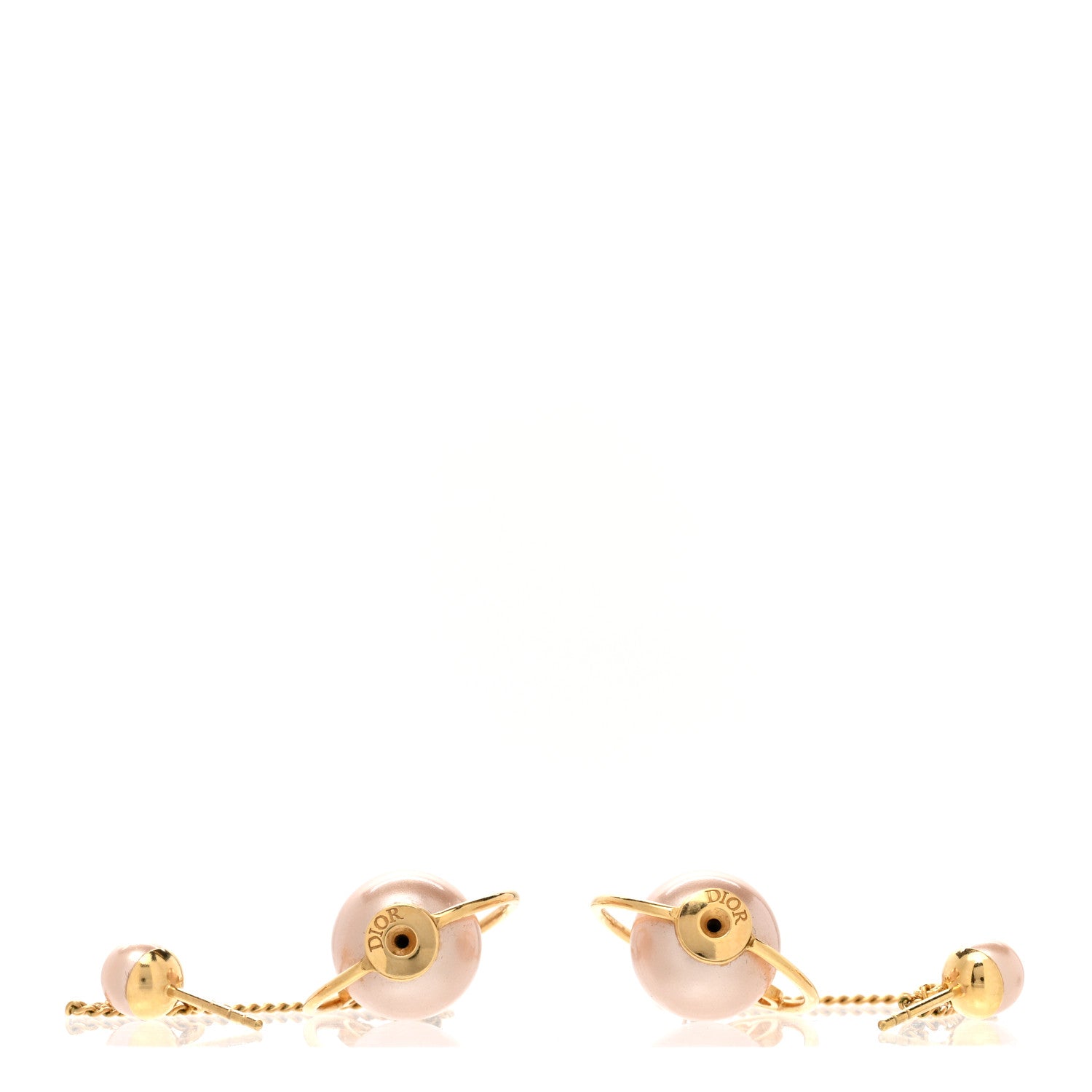 Christian Dior Pearl Tribales Dangle Chain Earrings Pink Gold 3 of 4