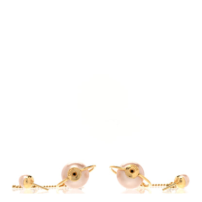 Christian Dior Pearl Tribales Dangle Chain Earrings Pink Gold 3 of 4