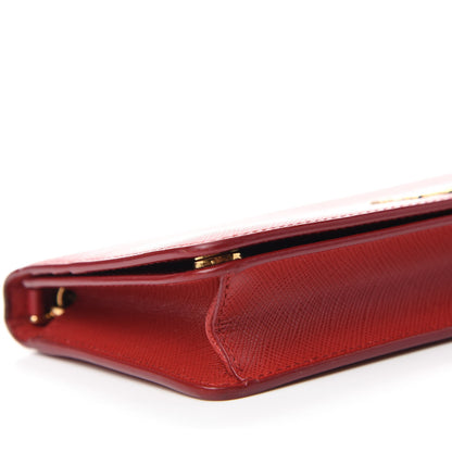 Prada Saffiano Metal Mini Flap Crossbody Wristlet Bag Fuoco 6 of 9