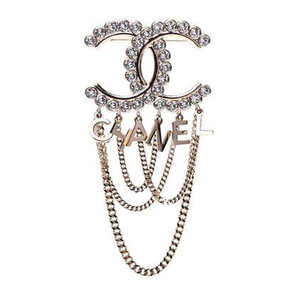 Chanel Metal Crystal Bow-tiful CC Chain Brooch Gold 1 of 5