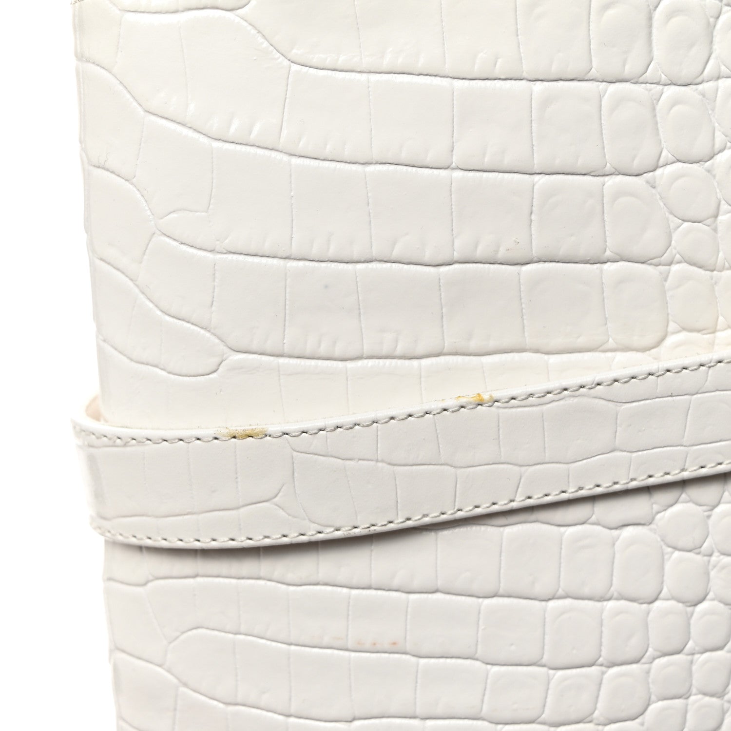 Fendi Calfskin Crocodile Embossed Knee High Block Heel Boots 35.5 White 8 of 8