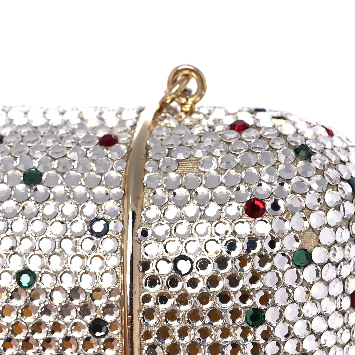 Swarovski Crystal Minaudiere Clutch Silver Multicolor