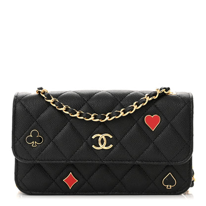 Chanel Caviar Quilted Enamel Coco Casino Flap Phone Holder With Chain Black 1 of 12