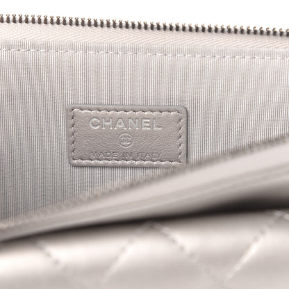 Chanel Metallic Lambskin Quilted Clutch With Chain Silver 7 of 12