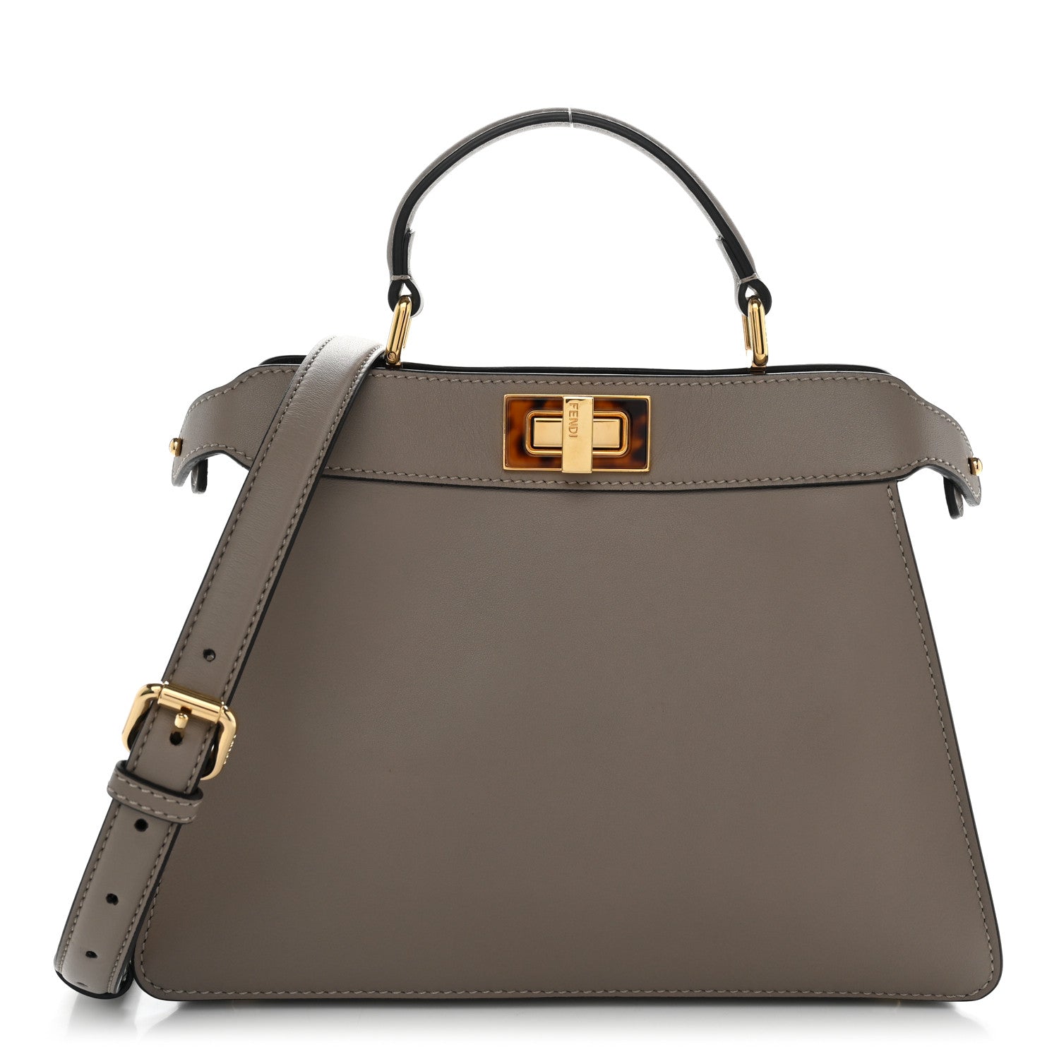 Fendi Vitello Seta Shiny Nappa Plexiglass Bi-Color Small Peekaboo I SEE U Satchel Tartaruga Black 1 of 10