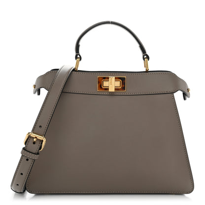 Fendi Vitello Seta Shiny Nappa Plexiglass Bi-Color Small Peekaboo I SEE U Satchel Tartaruga Black 1 of 10