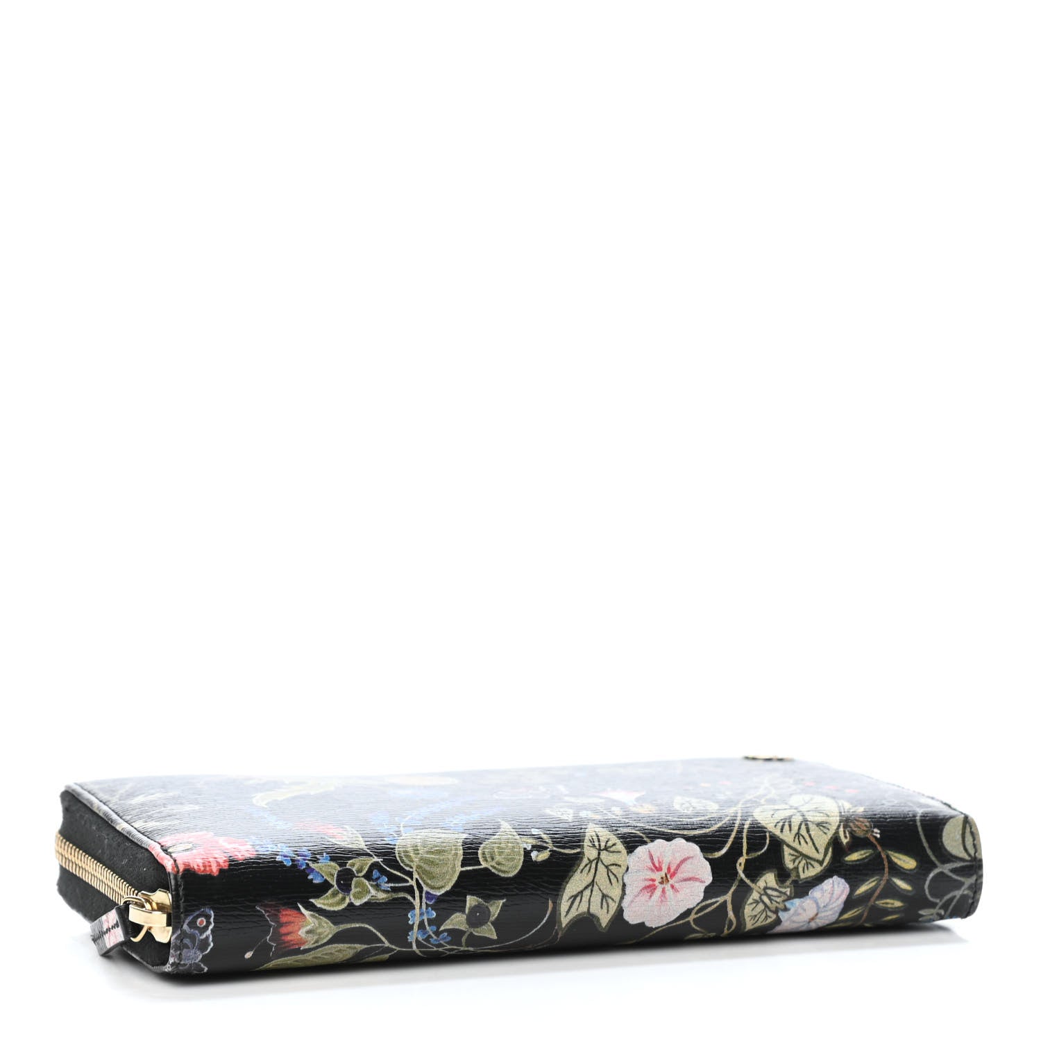 Gucci Shangai Calfskin Flora Knight Zip Around Wallet Black 3 of 4