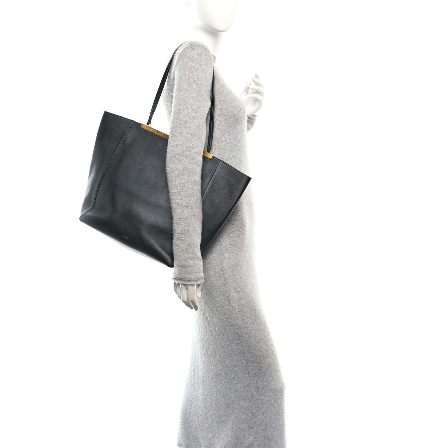 Celine Calfskin Clasp Horizontal Cabas Black 2 of 10