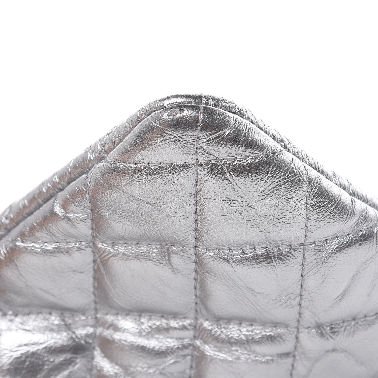 Chanel Metallic Calfskin Quilted Large Cosmo Cosmetic Case Silver 8 of 13
