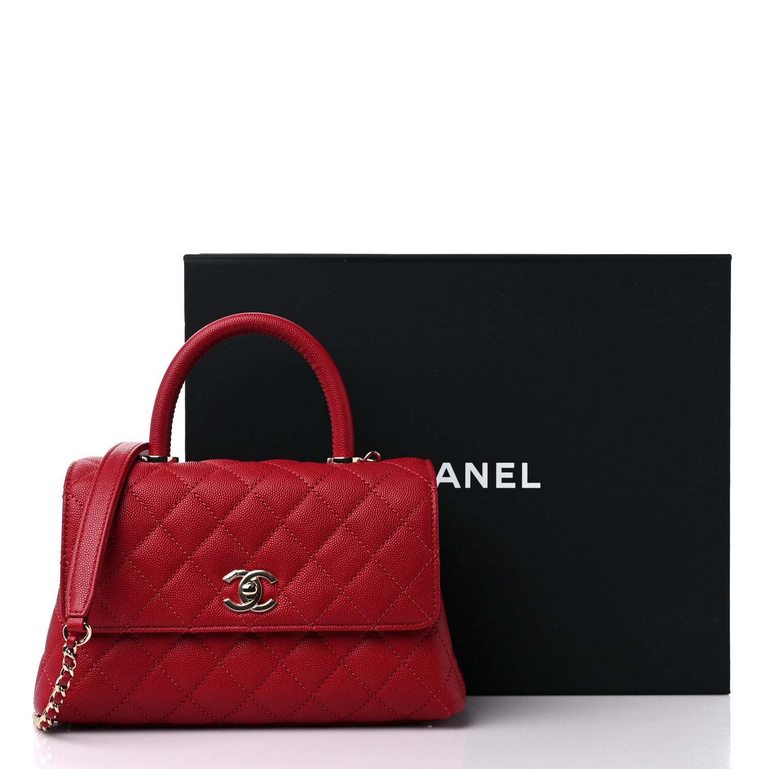 Chanel Caviar Quilted Mini Coco Handle Flap Red 10 of 10