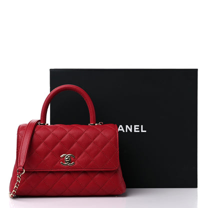 Chanel Caviar Quilted Mini Coco Handle Flap Red 10 of 10