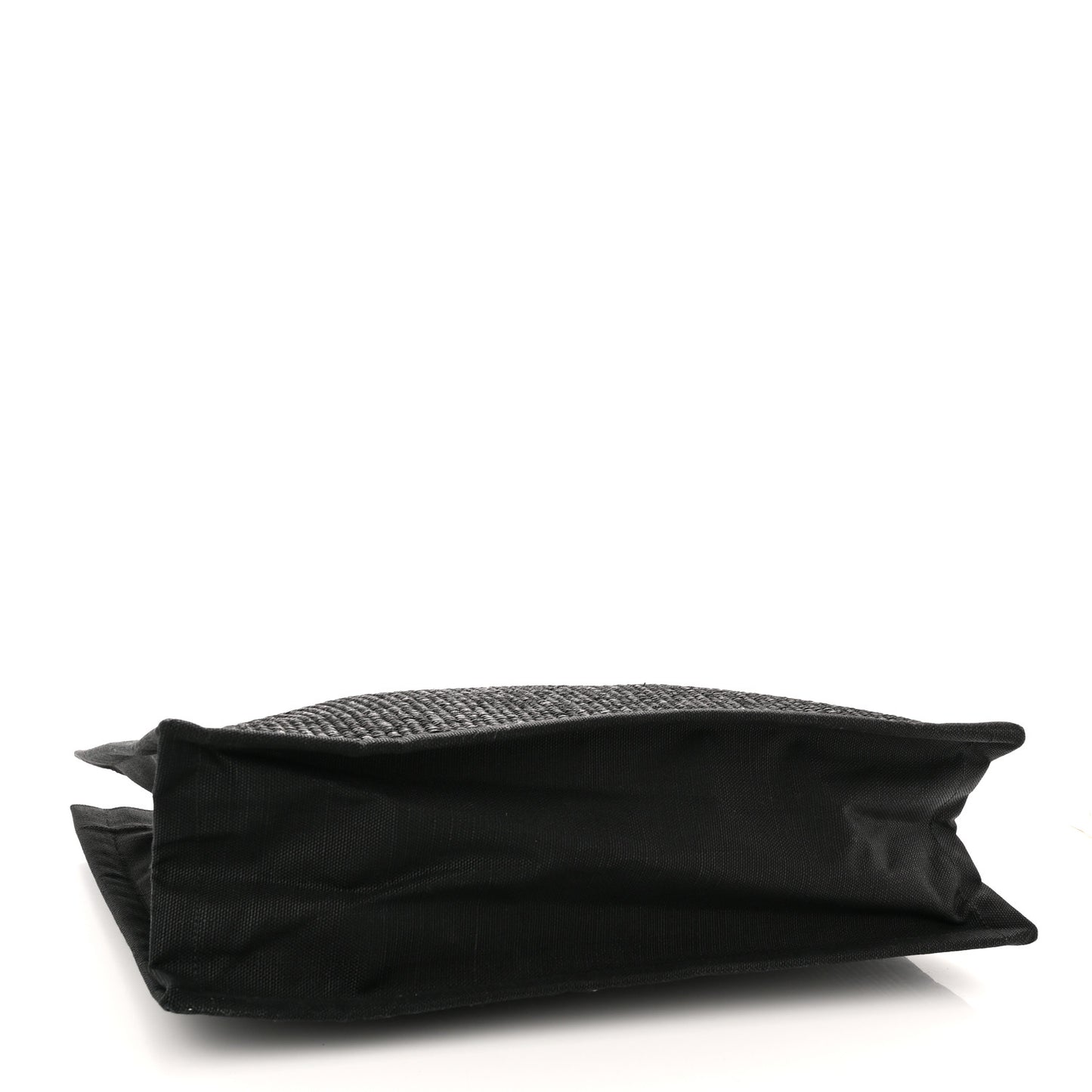 Raffia Linen Calfskin Rive Gauche Tote Black