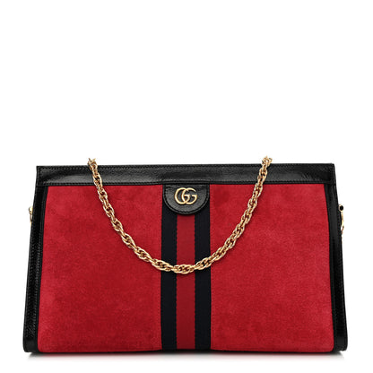 Gucci Suede Patent Web Medium Ophidia Chain Shoulder Bag Hibiscus Red Black 1 of 15
