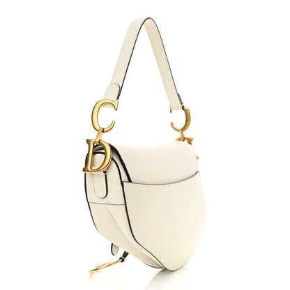 Christian Dior Grained Calfskin Saddle Bag White 3 of 11