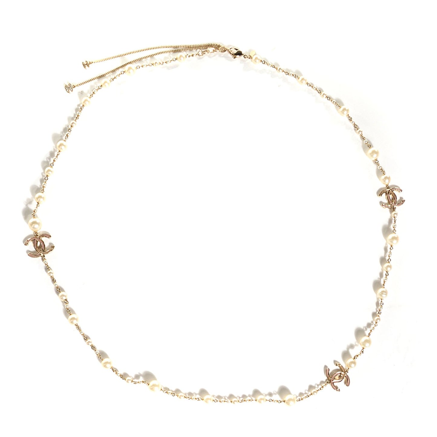 Pearl CC Long Necklace Gold