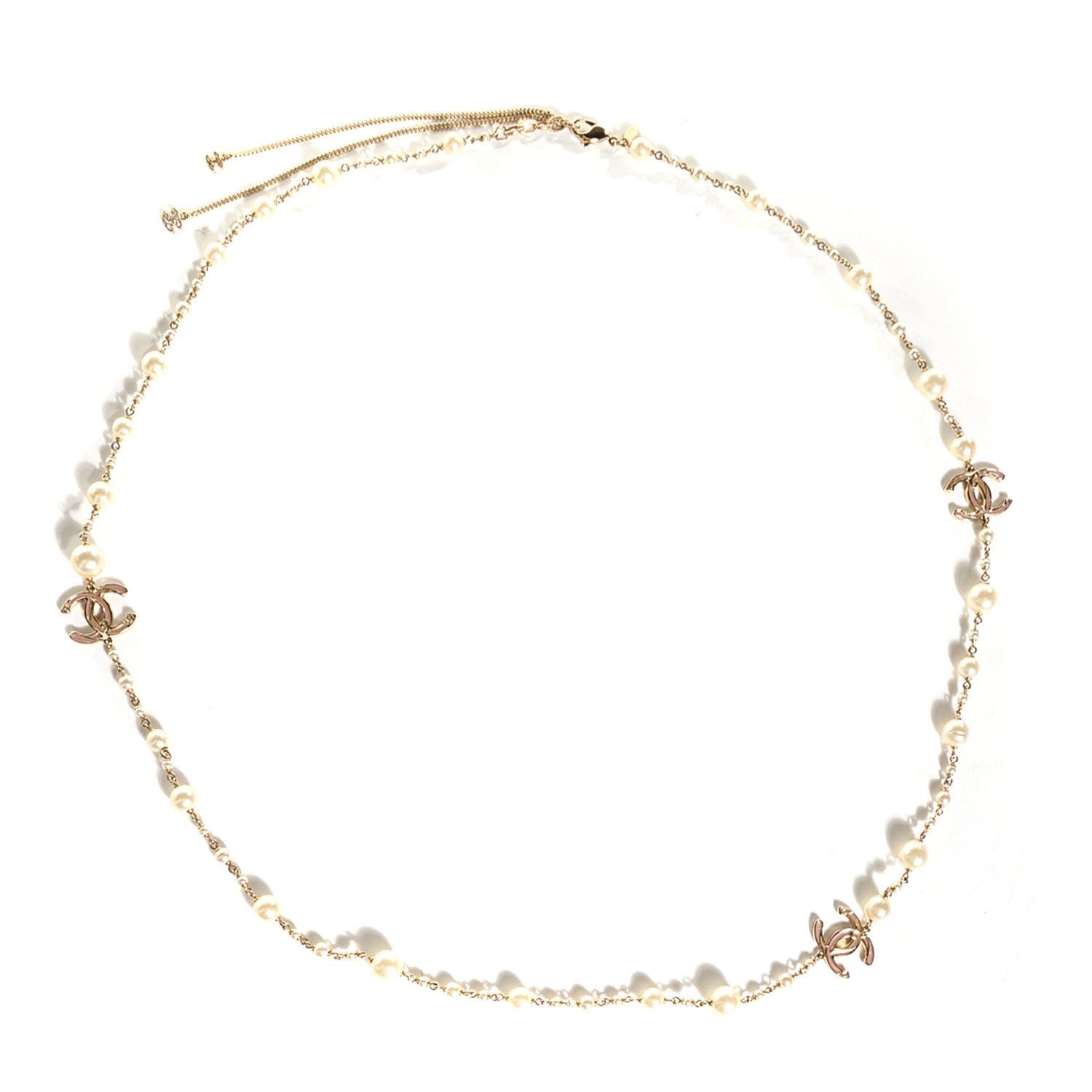 Chanel Pearl CC Long Necklace Gold 1 of 5