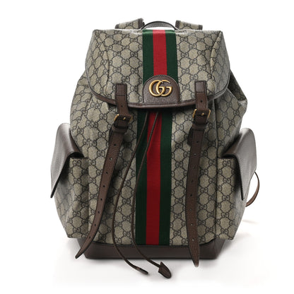Gucci GG Supreme Monogram Medium Ophidia Double Buckle Backpack Brown 1 of 10