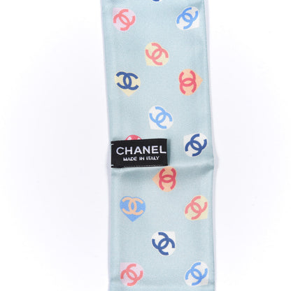 Chanel Silk Heart CC Slim Bandeau Scarf Light Blue 2 of 3