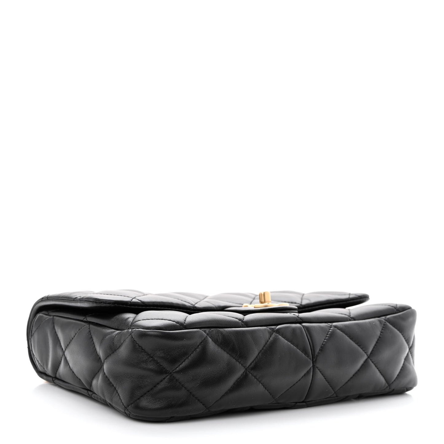 Lambskin Quilted Large CC Funky Town Flap Black