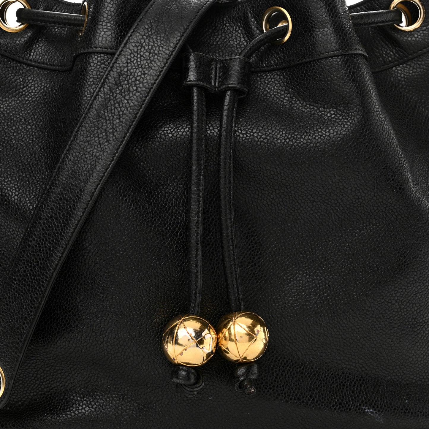 Caviar CC Drawstring Shoulder Bag Black
