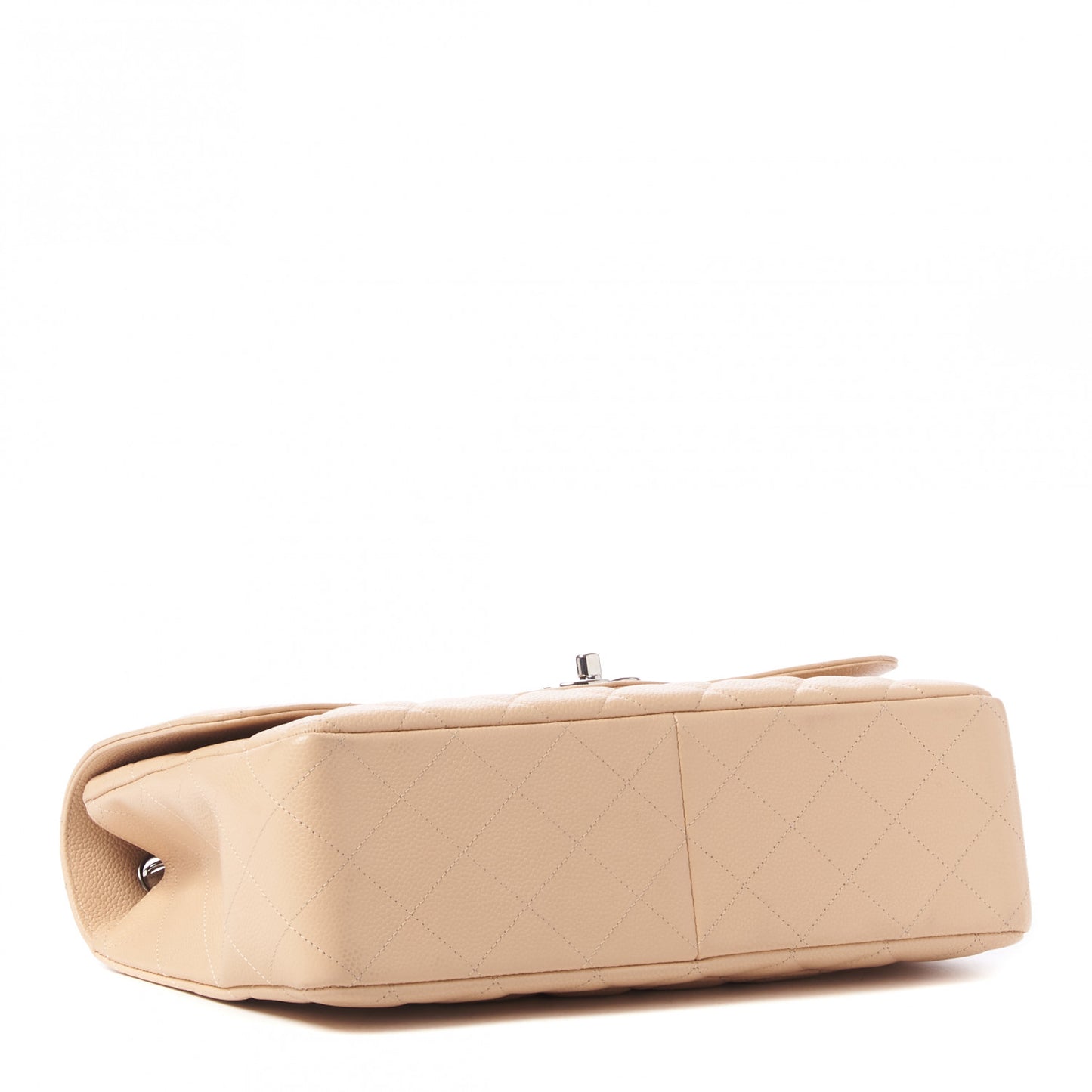 Caviar Quilted Jumbo Single Flap Beige