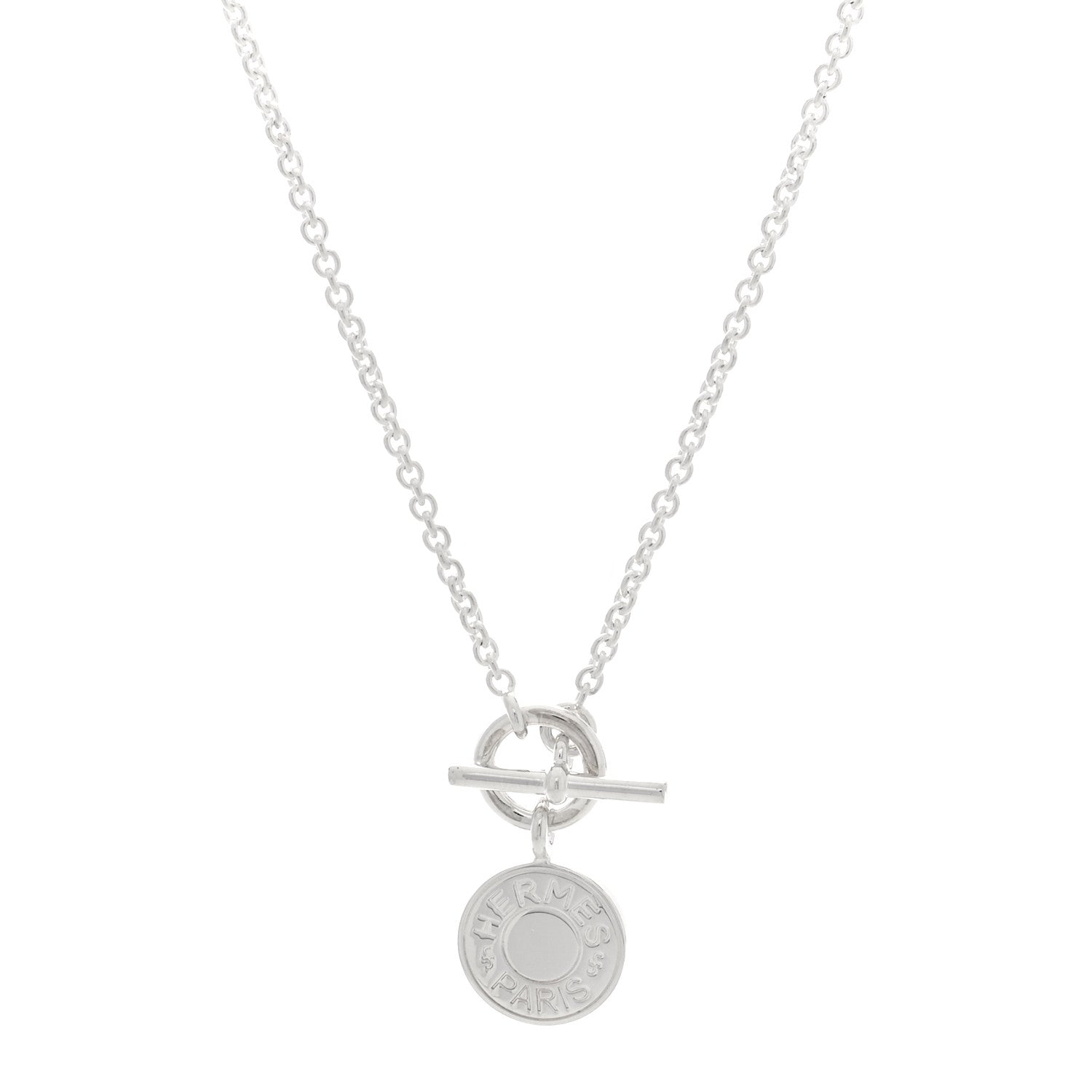 Hermes Sterling Silver Mini Clou de Selle Charm Pendant Necklace 1 of 5