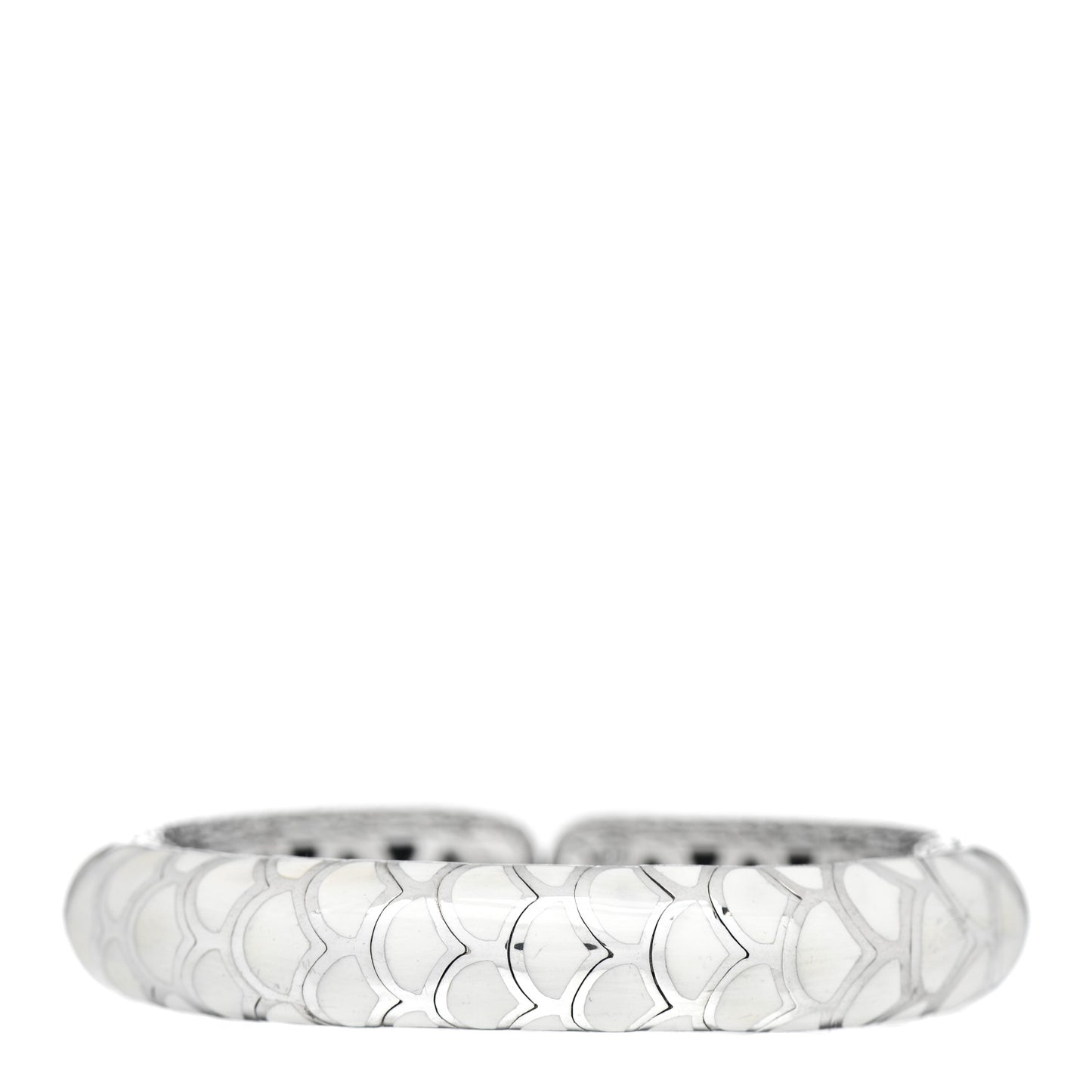 Sterling Silver Enamel Slim Flex Naga Cuff Bracelet White