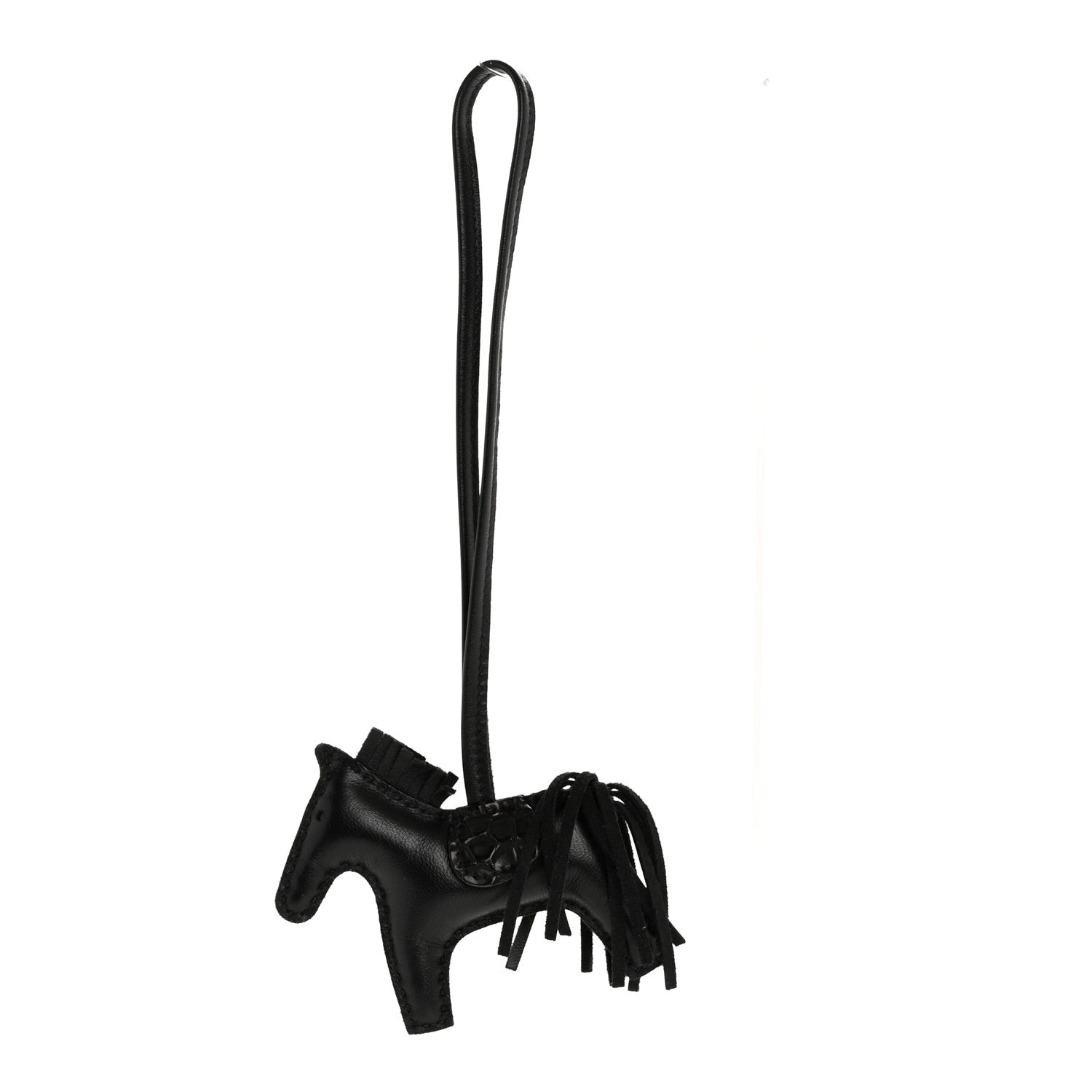 Hermes Milo Lambskin Matte Alligator Touch Grigri Rodeo Horse Bag Charm PM So Black 1 of 4